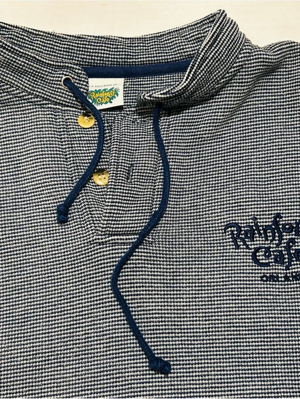 Rainforest Cafe Orlando Florida Henley Sweatshirt Mens 3XL Navy Vintage 1990s
